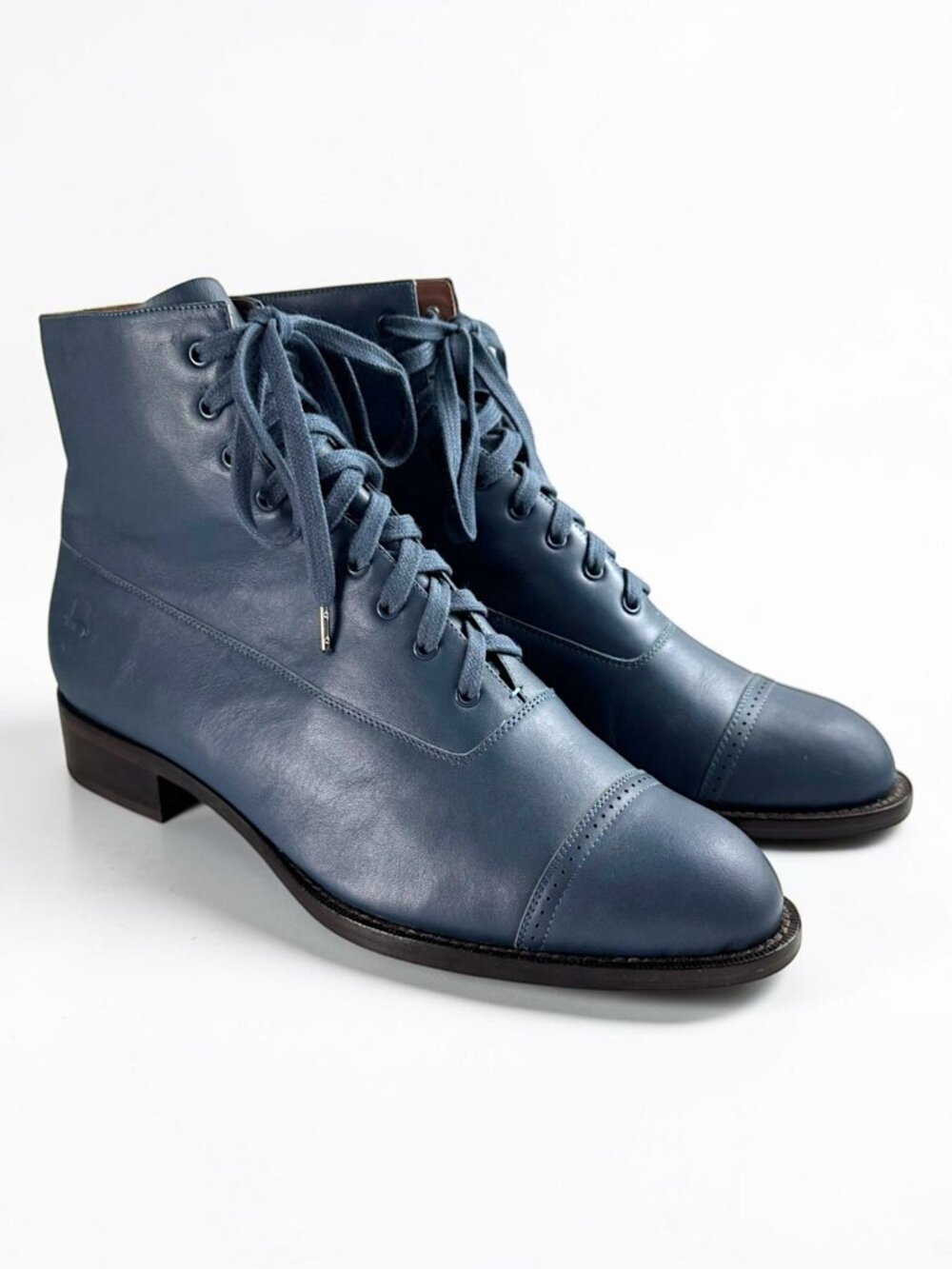 American Duchess Noble Men’s Vintage Lace-Up Boots • Deep Blue Leather • 10.5